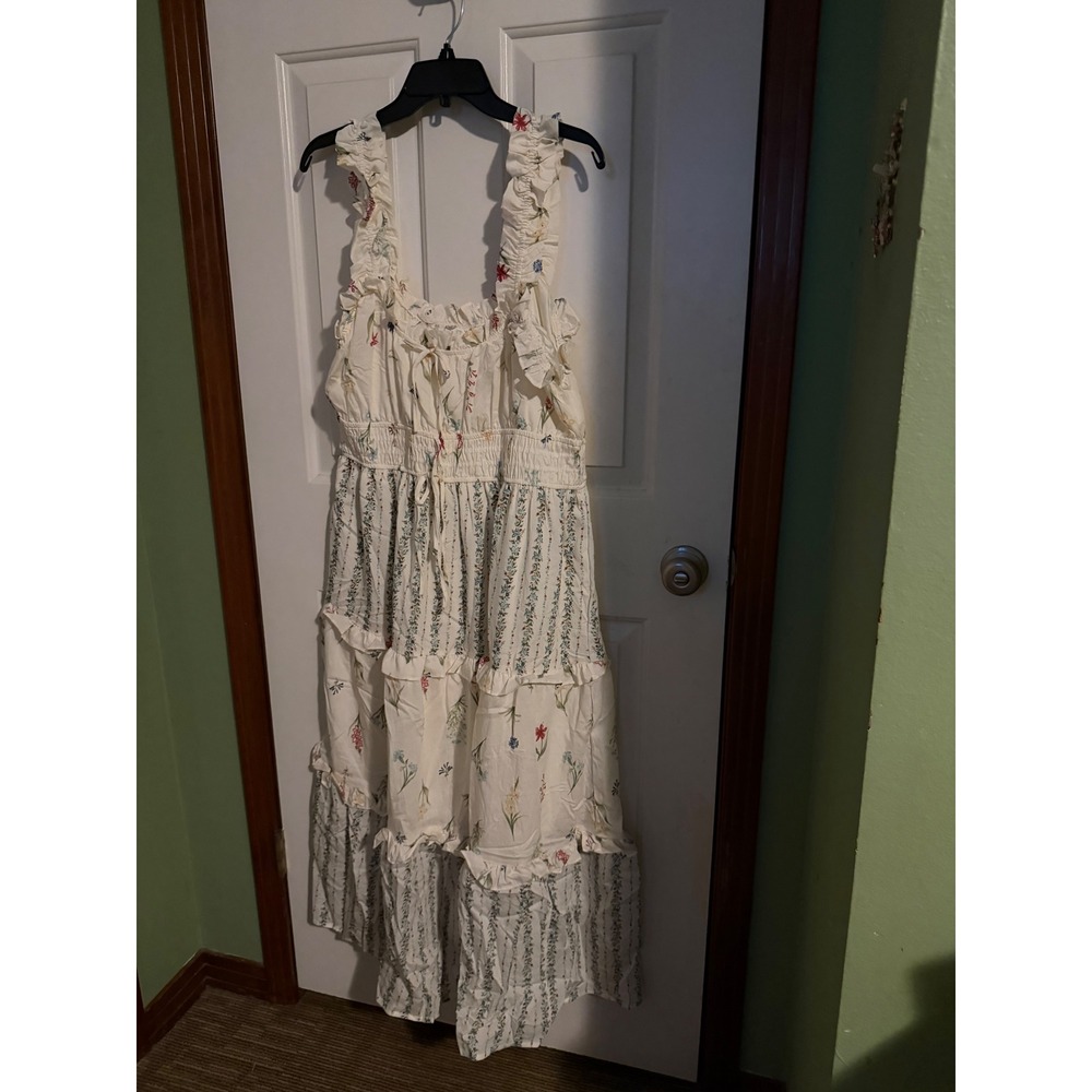 Perch by Blu Pepper Floral Smocked Waist Tiered Maxi Dress White 2X Cottagecore - Picture 8 of 11
